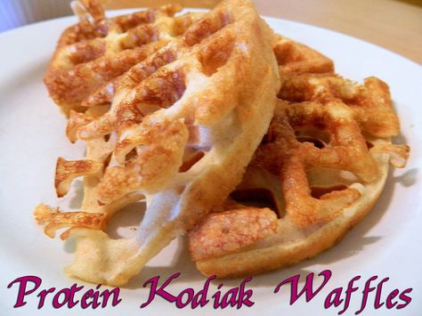 An easy healthy high-protein waffle recipe with only three ingredients -- especially great for when you're out of Greek yogurt or bananas which are common "from scratch" protein waffle staples. WLS Meal. WLS Recipe. Eating Bariatric. Kodiak Waffles, Clean Eating Waffles, High Protein Waffle Recipe, Bariatric Protein, Bariatric Lifestyle, Kodiak Cakes Recipe, Vsg Recipes, Sleeve Recipes, Wls Recipes