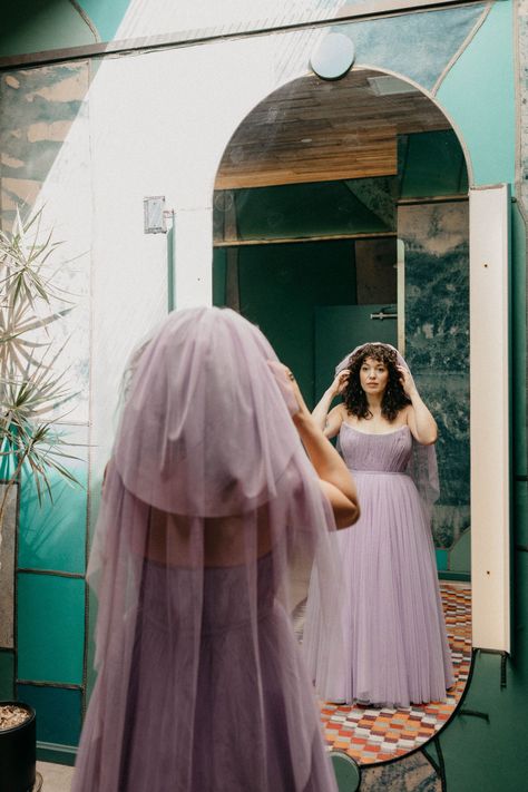 dreamy pastel purple strapless full skirt tulle wedding dress with a matching purple veil Purple Wedding Gown, Purple Veil, Lavender Wedding Dress, Lavender Bridesmaid, Lavender Bridesmaid Dresses, Skirt Tulle, Greenhouse Wedding, Lovely Lavender, Los Angeles Wedding