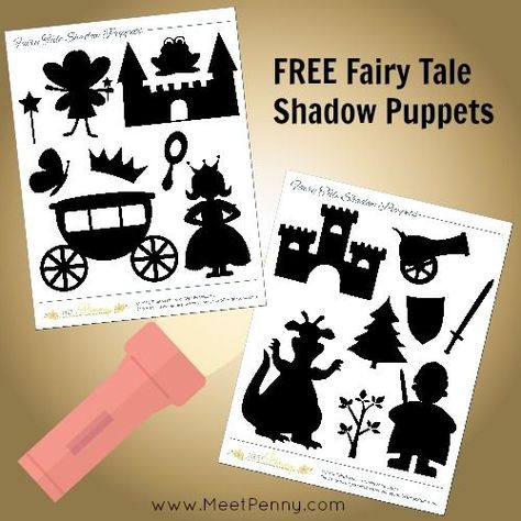 Fairy Tale Printables and Activities Shadow Puppets Printable Free, Shadow Puppet Templates Free Printable, Shadow Theatre Silhouettes, Shadow Puppets For Kids, Shadow Puppets Printable, Box Puppet, Shadow Puppet Theater, Shadow Puppet Theatre, Shadow Theater