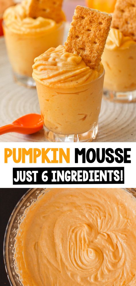 6 Ingredient Pumpkin Mousse Dessert Pumpkin Mascarpone Mousse, Pumpkin Pie Mousse Cups, Vegan Pumpkin Mousse Pie, Healthy Pumpkin Mousse Recipe, Few Ingredient Pumpkin Dessert, Gluten Free Pumpkin Mousse, Dairy Free Pumpkin Mousse, Pumpkin Pie Mouse, Pumpkin Pie Mousse Recipe