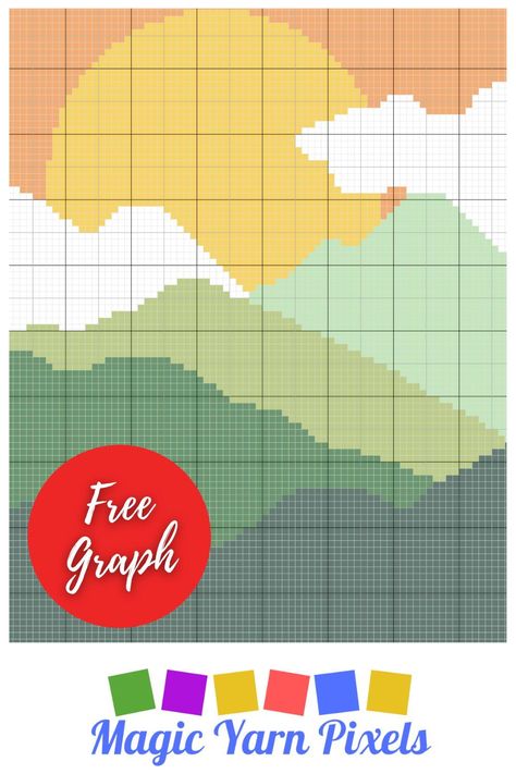 Crochet Landscape Blanket, How To Crochet Graph Patterns, C2c Crochet Graphs, Crochet C2c Pattern Free Charts, Crochet Blanket Grid Pattern, Crochet Graphgan Patterns Free Charts, Graphagram Crochet, Crochet Graphgan Patterns Free Pixel Art, Graphgans Patterns Free