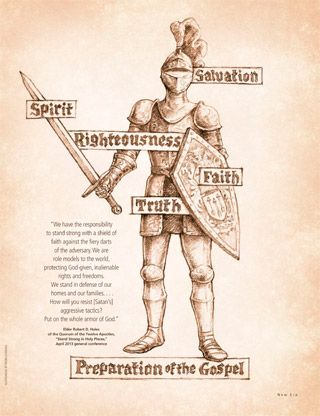 Put on the armor of god and be comforted. I wake up every morning with the armor of god. That's why I'm still here today. Lds Seminary, The Armor Of God, Shield Of Faith, Doctrine And Covenants, A Course In Miracles, The Book Of Mormon, Armor Of God, Book Of Mormon, Scripture Study