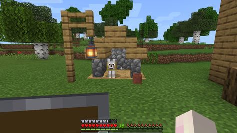 Dog House Minecraft, Minecraft Park, Minecraft Dog, Dog House Outdoor, Pots Flowers, Minecraft Dogs, Minecraft Things, House Outdoor, Minecraft Inspo