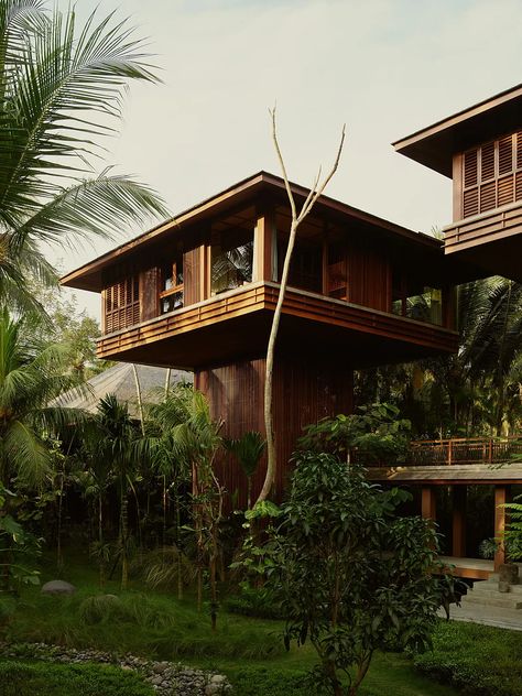 Eco Resort Architecture, Bali Villa Design, Alexis Dornier, Indonesian Architecture, Resort Aesthetic, Stilt Houses, Beach Caribbean, Bali Retreat, Modern Tree House