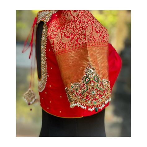 Apr Vastrakala Blouse, Brocade Blouse Work Designs, Sleeves Work Design For Blouse, Apr Vastrakala, Jewel Embroidery, Brocade Blouse Designs, Blouse Works, Blouses Designs, Blouse Designs Catalogue