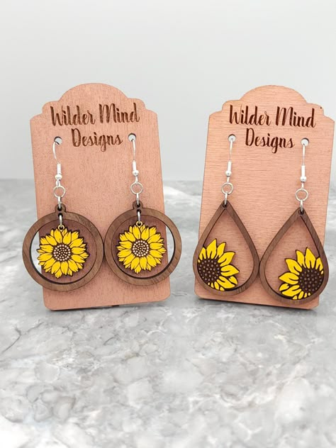 Laser-cut sunflower earrings for girls and women Laser Engraving Jewelry, Laser Cut Acrylic Earrings, Wooden Earrings Laser Cut, Laser Engraving Ideas Acrylics, Laser Cut Earrings Wood, Laser Cut Earrings Acrylics, Acrylic Earrings Laser Cut, Wooden Earrings Handmade, Laser Earrings