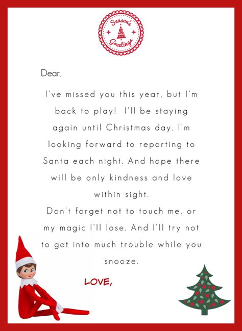 FREE Elf on the Shelf Printables - Trendy Chaos Elf On The Shelf Note From Santa, Elf On The Shelf Arrival With New Elf, Elf Coming Back Ideas Letter, Messages From Elf On The Shelf, Elf On The Shelf Arrival Notes Printable Free, Touched The Elf On The Shelf Note, Free Printable Elf Notes, Elf On A Shelf Arrival Ideas Free Printable, Elf On The Shelf Rules Printable