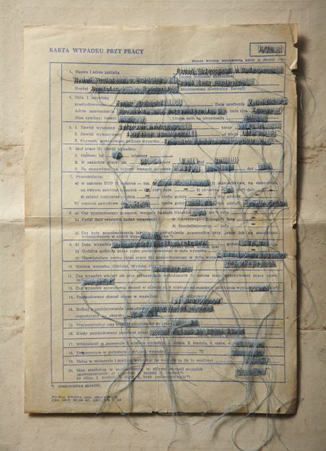 Ania Wawrzkowicz, (from) Ambiguous Documents, C Type Prints,... 타이포그래피 포스터 디자인, Paper Embroidery, Visual Poetry, Text Art, Embroidery Ideas, Stitching Art, Altered Books, Textile Artists, Artist Books