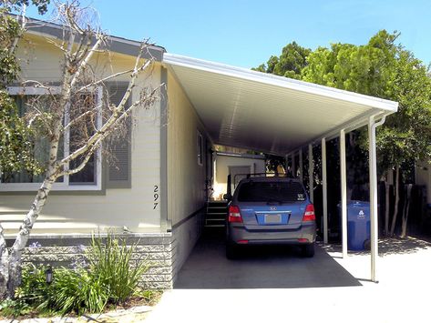 Carport Attached To House, Mobile Home Carport, Mobile Home Carport Ideas, Home Carport, Mobile Home Patio, Carport Addition, Carport Prices, Aluminum Carport, Diy Carport