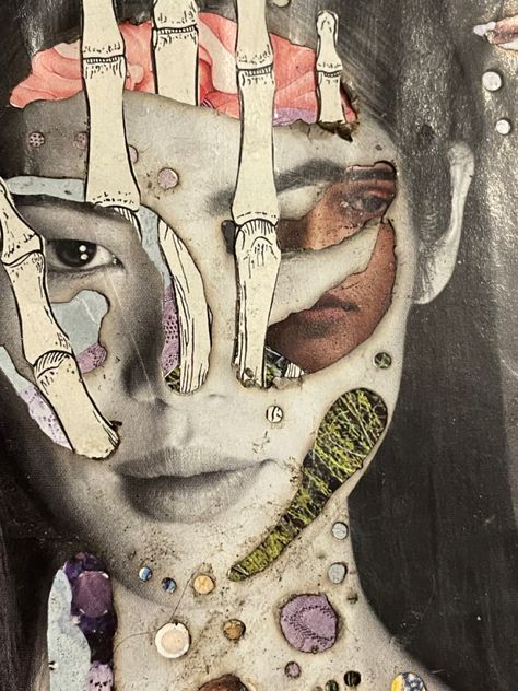 Collage of woman with burn holes, filled with biological and natural images. Mixed Media Portrait, Media Photography, Mixed Media Photography, Collage Art Mixed Media, Photography Classes, Ap Art, Hello World, Anatomy Art, Life Drawing