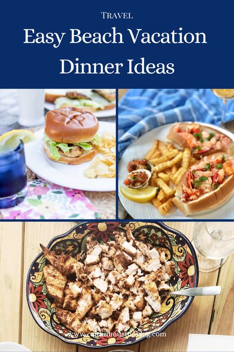 Beach Trip Meals, Vacation Dinner Ideas, Beach Dinner Ideas, Vacation Dinners, Beach Vacation Meals, Beach Dinners, Vacation Recipes, Seafood Pasta Dishes, Beach 2024