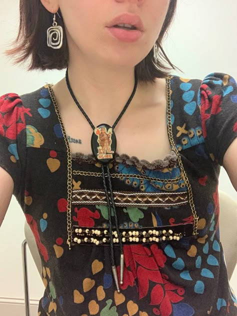 Outfit With Bolo Tie, Women Bolo Tie Outfit, Bolo Tie Outfit Women, Bolo Tie Outfit, Bolo Tie Women Outfit, Tie Women Outfit, Bolo Tie Women, Indie Dress, Tie Outfit