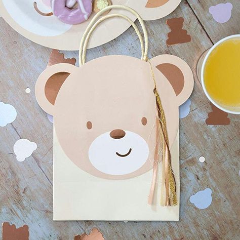 Teddy Bear Themed Birthday Party, Rose Gold Handles, Picnic Party Decorations, Baby Shower Oso, Teddy Bear Birthday Party, Paper Party Bags, Teddy Bear Party, Teddy Bear Theme, Teddy Bear Birthday