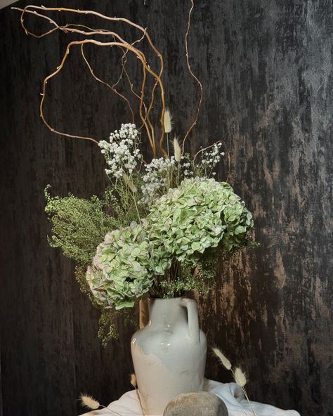 Preserved everything myself - I am absolutely obsessed with Antique Hydrangeas 😍 #antiquehydrangea #floralart #floraldesign #preservedflowers #hydrangea #yycflorist #yvrflorist Preserved Hydrangea Bouquet, Dried Blue Hydrangea Arrangements, Antique Hydrangea Centerpiece, Antique Hydrangea, Hydrangea Dried, Floral Art Design, How To Preserve Flowers, Hydrangea, Floral Art