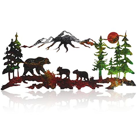 Metal Bear Wall Art Forest Bear Wall Decor Bronze Metal Mountain Bear Cabin Decor Bear Woodland Decor Metal Bear Decor Rustic Animal Hunting Decor for Bedroom Wall Decoration, 11.8 x 6.9 Inches Hunting Man Cave Decor, Hunting Man Cave, Cabin Home Decor, Forest Wall Decor, Animal Hunting, Wall Art Forest, Bear Cabin, Deer Wall Art, Bear Wall Art