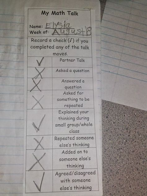 Math Talk Moves, Math Discourse, Student Checklist, Student Accountability, Talk Moves, Goal Sheet, Accountable Talk, Group Discussion, Math Coach