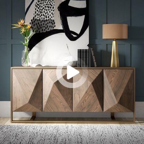 Buffet Table Decor, Sideboard Modern, Wood Buffet, Modern Cabinet, Cabinet Ideas, Buffet Table, Coffee Table Design, Dining Room Design, Storage Solution