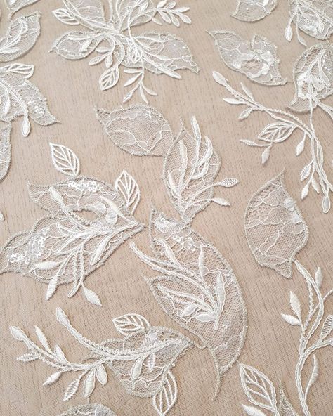 Imperial Lace on Instagram: “HOT NEW ivory embroidery lace fabric with some sequin moment, silver thread AND growing effects 🌿🕊😍 Clothe yourself in our laces! #bestlace…” White Lace Fabric, Veil Lace, Beaded Lace Fabric, Lace Veil, Fabric Embroidery, Wedding Lace, Ivory Flowers, Wedding Dress Accessories, Embroidery Designs Fashion