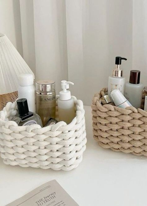 Bathroom Products Aesthetic, Cute Baskets, Small Room Makeover, Grey Coffee, Uni Room, Dream Apartment Decor, Gold Bedroom, Home Decor Crate, Woven Baskets Storage