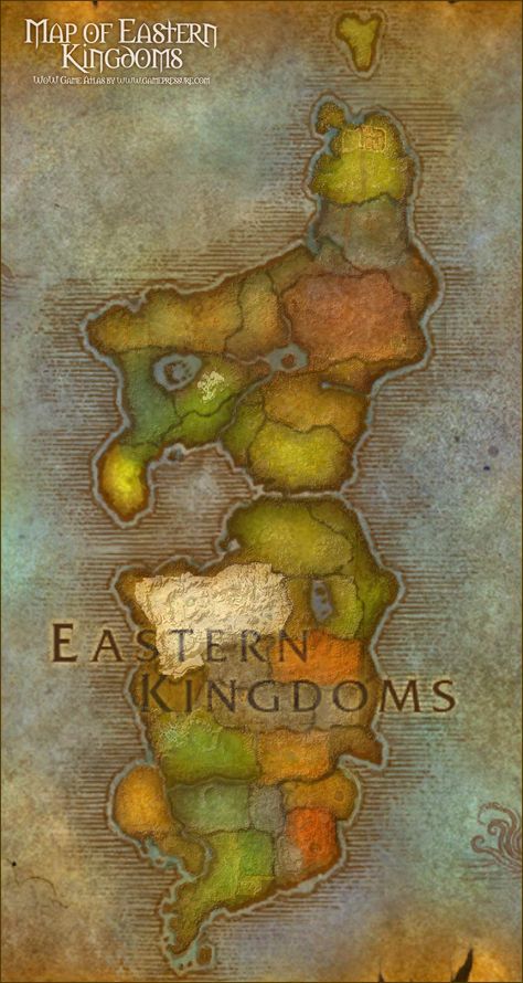 Map of Eastern Kingdoms - World of Warcraft Warcraft Map, Burning Crusade, Warcraft Iii, Lich King, Cthulhu Mythos, World Of Warcraft, Fantasy World, Map