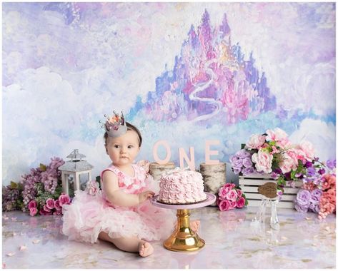 Buck Photography, Smash Cake First Birthday, Cake Smash First Birthday, Princess First Birthday, Disney Princess Theme, Cake Smash Theme, Princess Theme Birthday, Smash Cake Girl, 1st Birthday Pictures