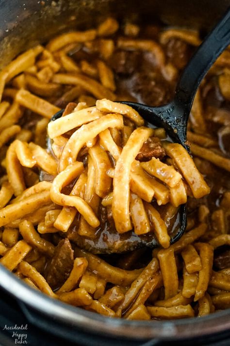 The Easiest Instant Pot Beef and Noodles Instant Pot Beef And Noodles Easy, Instapot Beef And Noodles Recipe, Beef And Noodles Instant Pot Stew Meat, Beef Tips And Noodles Instapot, Instapot Beef And Noodles, Instant Pot Egg Noodles, Beef And Noodles Instant Pot, Beef Noodle Soup Instant Pot, Instant Pot Beef And Noodles