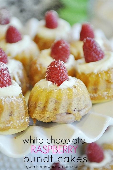 White Chocolate Raspberry Bundt Cake Mini Bundt Cake Recipes, Mini Bunt Cake, Raspberry Bundt Cake, Desserts Mini, Mini Bundt Cakes Recipes, College Recipes, Future Chef, Chocolate And Raspberry, Nothing Bundt Cakes