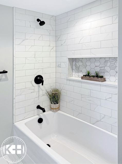 Bathtub Shower Combo, Guest Bathroom Remodel, Full Bathroom Remodel, Bathroom Redesign, Bathroom Remodel With Tub, Bathroom Remodel Designs, Bathroom Remodel Shower, Bathroom Inspiration Decor, Family Bathroom