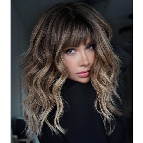 PRICES MAY VARY. 💞Premium Material: Short wavy bob end straight hair,short wig 100% High Quality Heat resistant fiber short wavy wig, natural wigs with bangs for women; as real hair, soft touch and Pretty Looking,no glue.Perfect for long term use. 💞Hairstyle: Short wavy bob wig with bangs,the thickness and length of the bangs are moderate,making the wig look more Realistic and Cute.You can freely trim and shape the bangs to your favorite style.Shoulder Length is Perfect. 💞Cap Structure: Mediu Bob Lung, Balayage Ombré, Balayage Blonde, Hair 2024, Natural Wigs, Short Wavy, Wig With Bangs, Dirty Blonde, Brown Wig