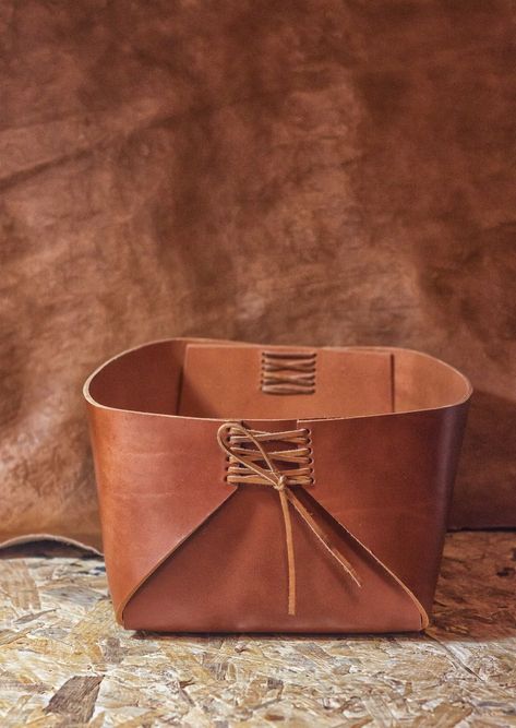 Leather Products Ideas, Leather Home Decor, Leather Basket, Products Ideas, Handmade Notebook, Leather Box, Sunglass Holder, Leather Hide, Ideas Creative