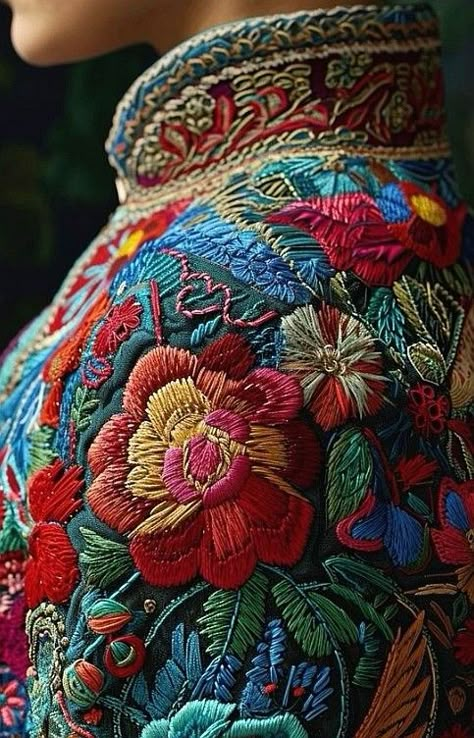 Tetyana Erhart, Hand Embroidery Art, Art Embroidery, Embroidered Clothes, Needle Art, Embroidery Fashion, Stitching Art, Embroidered Jacket, Ribbon Embroidery