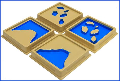 Land and Water Form Trays - Montessori Materials Geography Educational Tools Preschool Early at-Home Learning Toys Montessori Materials, Home Learning, Learning Toys, Geography, Montessori, Toys Games, Back To School, Preschool, Tray