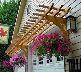 Eyebrow Trellis, Garage Arbor, Garage Trellis, Backyard Trellis, Pergola Patio Ideas, Pergola Design Ideas, Front Yard Garden Ideas, Grape Trellis, Garage Pergola