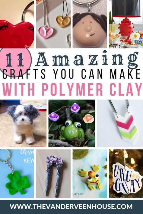 11 Amazing crafts you can make with polymer clay #polymerclay #ovenbakeclay #crafttutorial #valentines #stpatricksday #craft #sculpey Clay Hair Stick, Easy Polymer Clay Ideas, Polymer Clay Crafts Ideas, Marbled Polymer Clay, Polymer Clay Hair, Polymer Project, Clay Hair, Amazing Crafts, Sculpey Clay