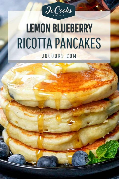 Lemon Blueberry Ricotta Pancakes, Pretty Pancakes, Lemon Blueberry Ricotta, Blueberry Ricotta Pancakes, Blueberry Ricotta, Hello Morning, Lemon Blueberry Pancakes, Lemon Pancakes, Yummy Pancake Recipe