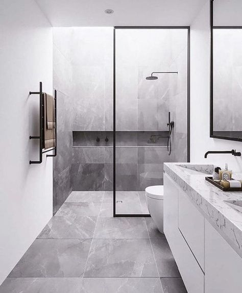 Drømme Bad, Minimalist Bathroom Design, Interior Design Minimalist, Bathroom Inspiration Modern, Grey Bathroom, Story Board, Bathroom Design Luxury, Bathroom Layout, Minimalism Interior