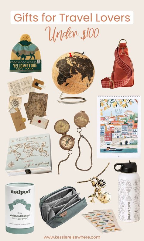 Find gifts for every travel enthusiast in your life! From outdoorsy to luxury to budget and everything in between, you're sure to find a perfect travel gift. #giftguide #travelgifts #travelgiftguide #giftsfortravelers Presents For Travelers, Diy Travel Gifts Ideas, Gift For Traveling Friend, Gift For Traveler For Women, Travel Souvenirs Ideas, Gift Guides 2024, Gifts For Travelers Women Ideas, Travel Collection Ideas, Travel Kit Gift