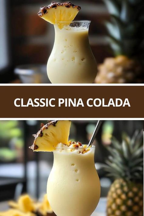 Classic Pina Colada Blended Pina Colada Recipe, Pina Colada In A Pineapple, Diy Pina Colada Drink, Best Pina Colada Recipe Frozen, Big Batch Pina Colada Recipe, Coco Lopez Pina Colada, Pins Colada Smoothie, Pina Colada Recipe With Coconut Milk, Pina Colada Pitcher Recipe