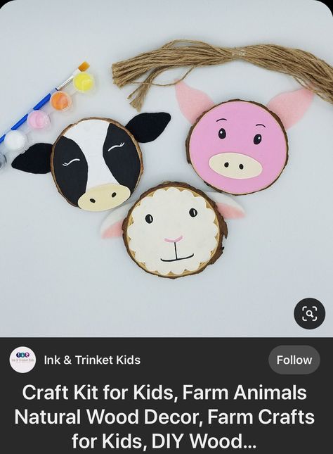 Diy Farm Christmas Ornaments, Barnyard Christmas, 2023 Ornaments, Santa Breakfast, Natural Wood Decor, Diy Keyring, Sister Crafts, Animal Ornaments, Girl Scout Crafts