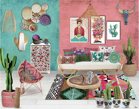 Tendance mexicaine, des couleurs, de la tradition, pour vibrer de bonheur ! Mexican Colours Inspiration, Beach Bars, Bohemian Decor, Home Buying, Bungalow, Sweet Home, Dream House, Interior Design, Home Decor