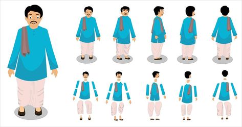 Indian Man cartoon character set. the character best for animation videos. 2d Animation Characters, Character Side View, Farmer Character, 2d Cartoon Character, Male Cartoon, Free Cartoon Characters, Boy Cartoon Characters, 2d Character Animation, Male Cartoon Characters