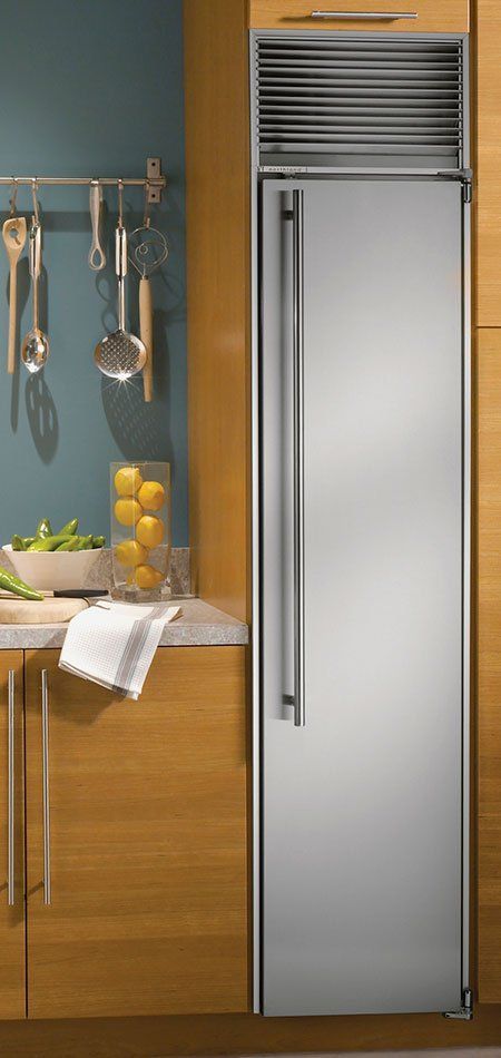 Narrow Refrigerator, Column Refrigerator And Freezer, Refrigerator Ideas, Column Refrigerator, Top Appliances, Large Refrigerator, Under Counter Fridge, Kitchen Designer, Bottom Freezer Refrigerator