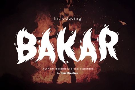 Bakar is an incredibly unique and interesting display font. Add this font to your creative ideas and notice how it will make them stand out! Try before you buy Bakar font for iOS, Android, macOS, or Windows for free, or you can download the full version with a commercial license here. Bakar Display Font License: […] Get your free download of the Bakar Font now at FreeFontDL - Free Font Download! Fire Typography Design, Fire Lettering, Zines Ideas, Flame Font, Flame Letters, Flame Logo Design, Fire Typography, Chili Fest, Gothic Typography