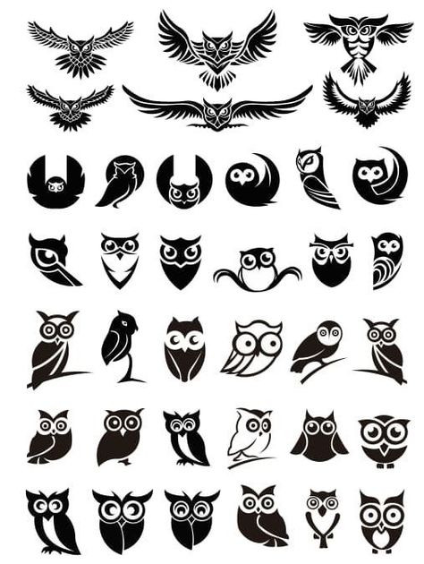 Simple Owl, Owl Silhouette, Gamer Tattoos, Owl Designs, Owl Graphic, Owl Vector, Free Logo Templates, Desain Quilling, Owl Tattoo Design