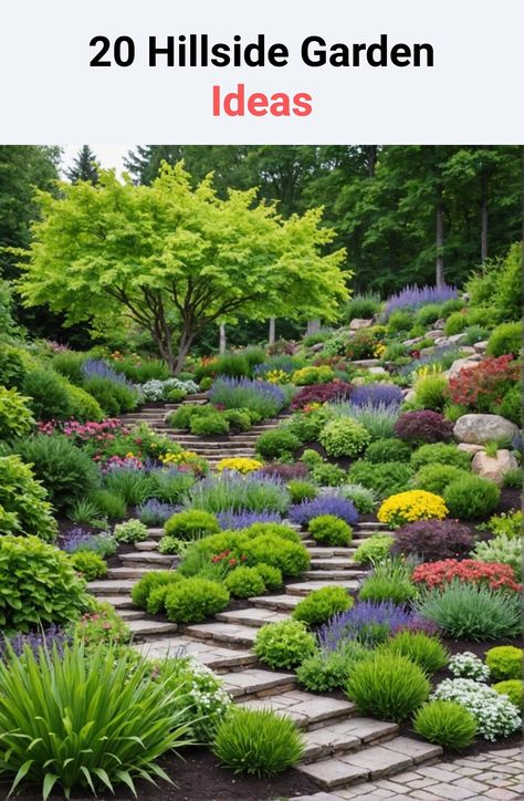 20 Hillside Garden Ideas – ToolzView Hillside Cottage Garden, Garden Slope Ideas Hillside Landscaping Steep Backyard, Backyard Hillside Landscaping Ideas, Landscape Ideas For Hillside Sloped Yard, Steep Garden Ideas Hillside Landscaping, Tiered Garden Ideas Sloped Yard, Mountain Garden Ideas, Steep Hill Landscaping Ideas, Hillside Garden Ideas