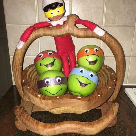 Teenage Mutant Ninja Turtles Elf On The Shelf, Elf On The Shelf Teenage Mutant Ninja Turtles, Elf Ninja Turtle, Ninja Turtle Elf On The Shelf, Elf On The Shelf Ninja Turtle, Ninja Skills, Xmas Elf, Setup Ideas, Elf Ideas