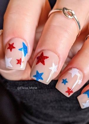 Patriotic Nails, American Nails, Usa Nails, Fourth Of July Nails, Stunning Nail Designs, Holiday Nail Designs, 4th Of July Nails, Summery Nails, July Nails