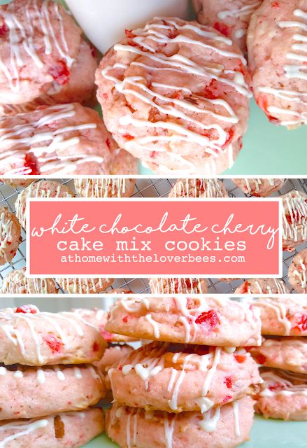 White Chocolate Cherry Cake Mix Cookies Pin Cherry Cake Mix Cookies, Cherry Chip Cake Mix, Cherry Chip Cake, White Chocolate Cherry, Cake Mix Cookie Bars, Recipes Using Cake Mix, Cake Box Cookies, Chocolate Cake Mix Cookies, Boxed Cake Mixes Recipes