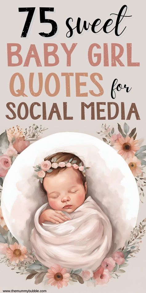 Sweet baby girl quotes for your adorable angel. Use these gorgeous baby girl captions and quotes for your social media posts. Its A Girl Announcement Quotes Words, It’s A Girl Quotes, Babygirl Quotes Baby, Its A Girl Announcement Quotes, New Baby Captions, Quotes About Baby Girl, Newborn Announcement Quotes, Baby Girl Captions Instagram, Caption For Baby Girl