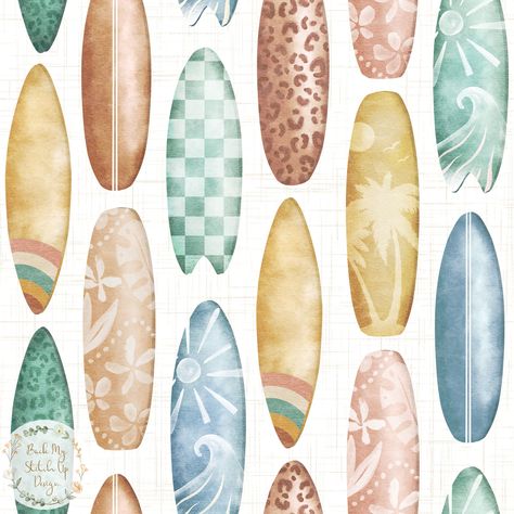 Surfboard Seamless Pattern, Summer Beach Seamless File, Boho Beach Fabric design, watercolour Surfboard digital crafting paper by BackMyStitchUp on Etsy Beach Fabric, Crafting Paper, Fabric Sale, Future Design, Boho Beach, Digital Pattern, Floral Watercolor, Fabric Patterns, Seamless Pattern